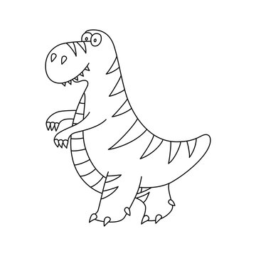 Cute dinosaur. Dino Tyrannosaurus Rex. Hand drawn vector illustration for coloring books and prints