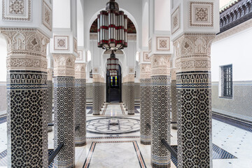 Architectural details of interior of a Riad in Marrakesh