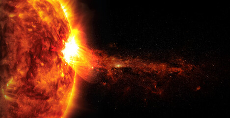 Sun on space background. Elements of this image furnished by NASA.