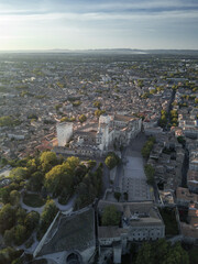 The famous pope palace in Avignon - france from above aerial
