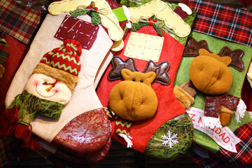 Adorable felt Christmas stockings with different characters. 