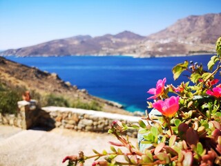 panorama over mountains and coastline on the old mining island of Serifos, Greece