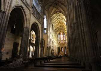 Fototapeta na wymiar The interior of St. Vitus Cathedral, Prague, Czech Republic.