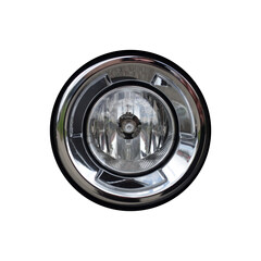 classic round automobile headlamp isolated on white background for design