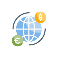 Global Transfer Vector Style illustration. Business and Finance Flat Icon.