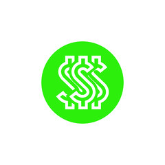 Icon vector graphic of dollar symbol, good for template web etc