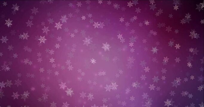 4K looping dark pink animated video in celebration style. Holographic abstract video with snow and stars. Clip for holyday commercials. 4096 x 2160, 30 fps.