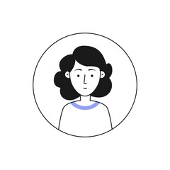 Outline person icon. Woman's face avatar. Vector illustration in flat style