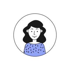 Outline person icon. Woman's face avatar. Vector illustration in flat style