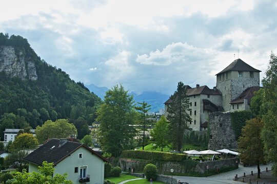 Austria-View on the castle Schattenburg in Feldkirch in the Montafon valley