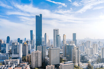 Sunny scenery of Nanjing skyline in Jiangsu Province, China