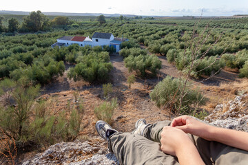 Faceless Person Enjoying Day at Countryside