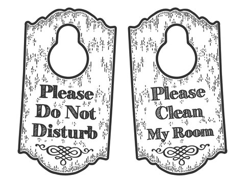 Two signs on the hotel door. Please do not disturb and please clean my room.