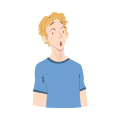 Surprised Guy, Young Man with Shocked Face Expression Cartoon Style Vector Illustration