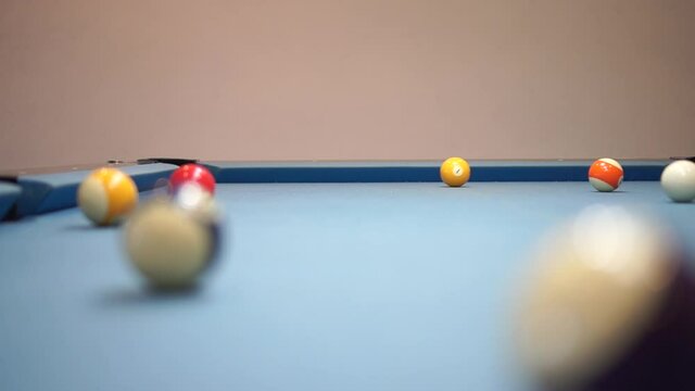 Ball Snooker or billiards Player playing in table sport, Striking snooker ball on pool shot games