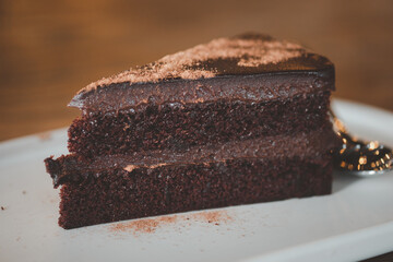 Chocolate fudge cake sliced