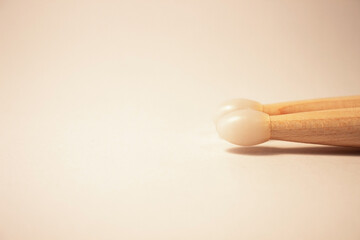 Drumsticks isolated on white background. Wooden drumsticks. Nylon tip drumstick.