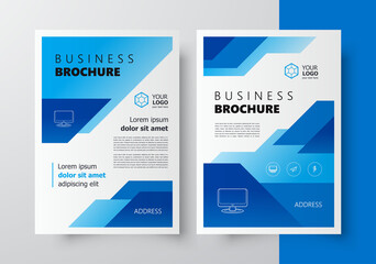 Flyer brochure design template cover geometric blue color