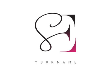 Handwritten SE S E Letters Logo with Pink Colour Touch.