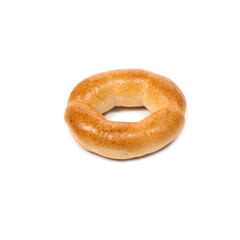 Freshly baked bagel isolated on white background