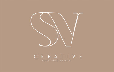 Outline SV S V letters logo design.