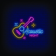 Acoustic Night Neon Signs Style Text Vector