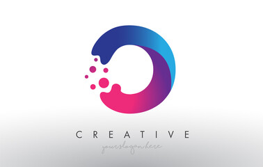 O Letter Design with Creative Dots Bubble Circles and Blue Pink Colors
