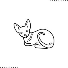 Sphinx cat vector icon in outlines