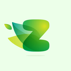 Ecology Y letter logo with green leaves.