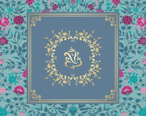 Naklejka premium Ganesha, wedding card, royal Rajasthan, India 