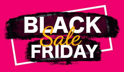 Black Friday Sale Poster with grunge brush stroke. Shopping discount promotion. Banner for business, promotion and advertising.