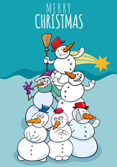 design with cartoon snowmen on Christmas time
