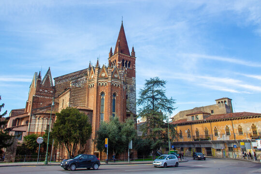     Amazing  brick Church close to  Ponte delle Navi in Verona