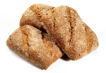 Classic German Rye Bread Rolls on white Background - Isolated