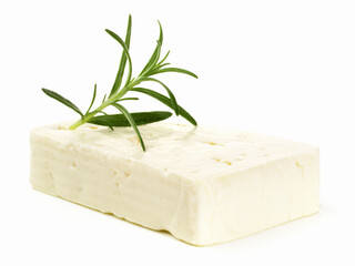 Whole Feta Cheese on white Background - Isolated