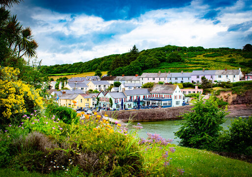 View of the seaside town of Dunmore East, County Waterford, Ireland.