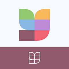 Y letter logo made of pattern blocks with pretty dim colors.