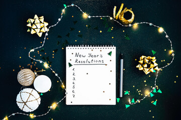 New Year's resolutions list in a notebook