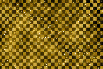 麻の葉文様と市松文様の金仕様背景