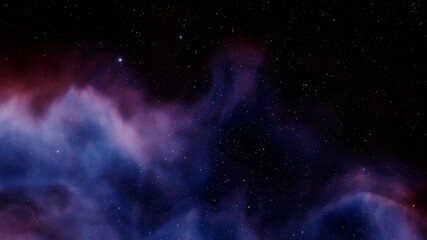 Space background with realistic nebula and shining stars. Colorful cosmos with stardust and milky way. Magic color galaxy. Infinite universe and starry night. 3d render