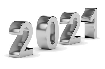 New year and celebration concept. Grey number 2021 isolated