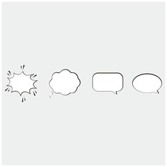 Speech Bubbles Set of Outlined Circle Distorted Rectangle and Square Blank Trendy Shapes, Black Elements Vector Flat Graphic Design
