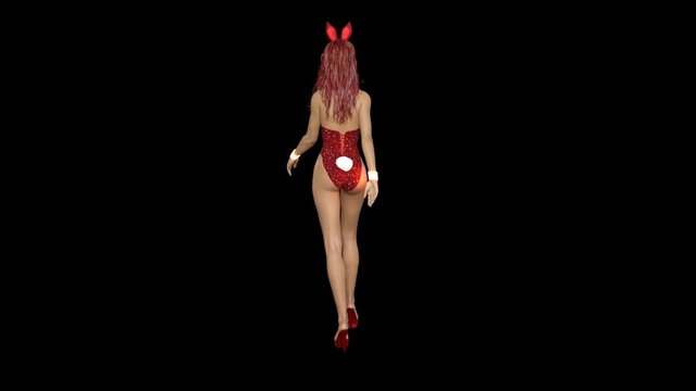 Girl in hare costume walking , animation
