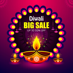 Happy Diwali festival, background, vector illustration, sale banner