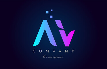 AV A V alphabet letter logo icon combination. Creative design for company and business in blue pink colours