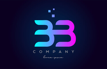 BB B B alphabet letter logo icon combination. Creative design for company and business in blue pink colours