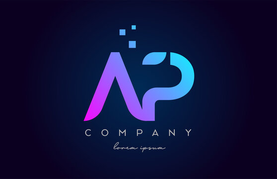 AP A P alphabet letter logo icon combination. Creative design for company and business in blue pink colours
