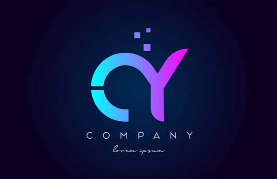 CY C Y alphabet letter logo icon combination. Creative design for company and business in blue pink colours