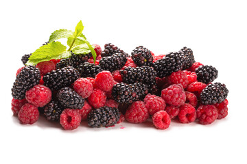 Raspberry, blackberry and mint leaf