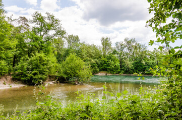 Brugg, Wasserschloss, Flusslandschaft, Aare, Fluss, Aareuferschutzgebiet, Wald, Waldweg,...